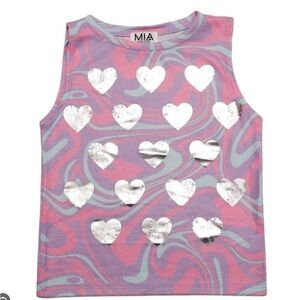 MIA Kids Hachi Swirl Heart Tank Top - Pink and Purple